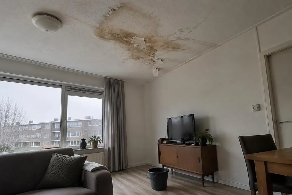 Lekdetectie Purmerend – vochtplek op het plafond onder een badkamer